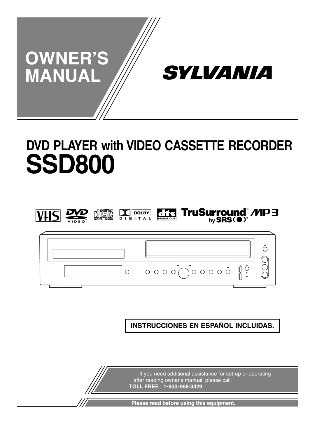 Sylvania SSD800 owner manual 