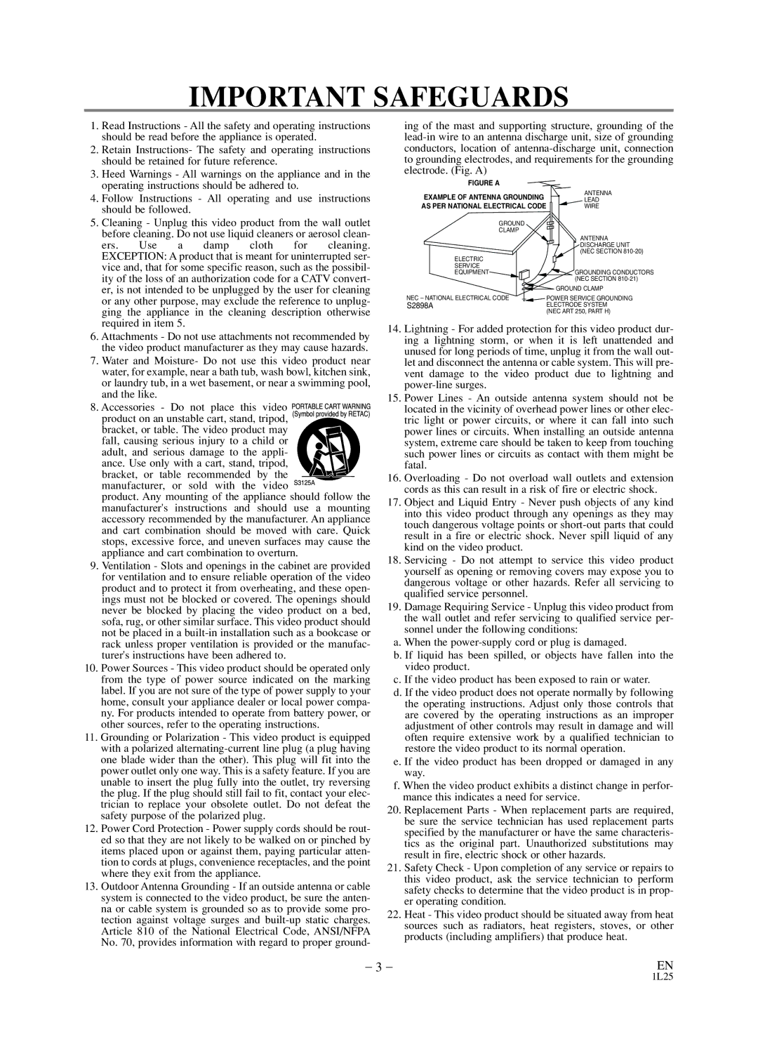 Sylvania SSD803 owner manual Important Safeguards 