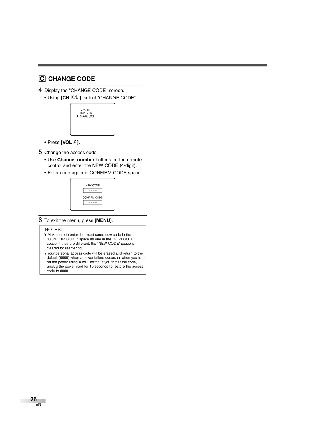 Sylvania SSGF4276 owner manual Change Code 