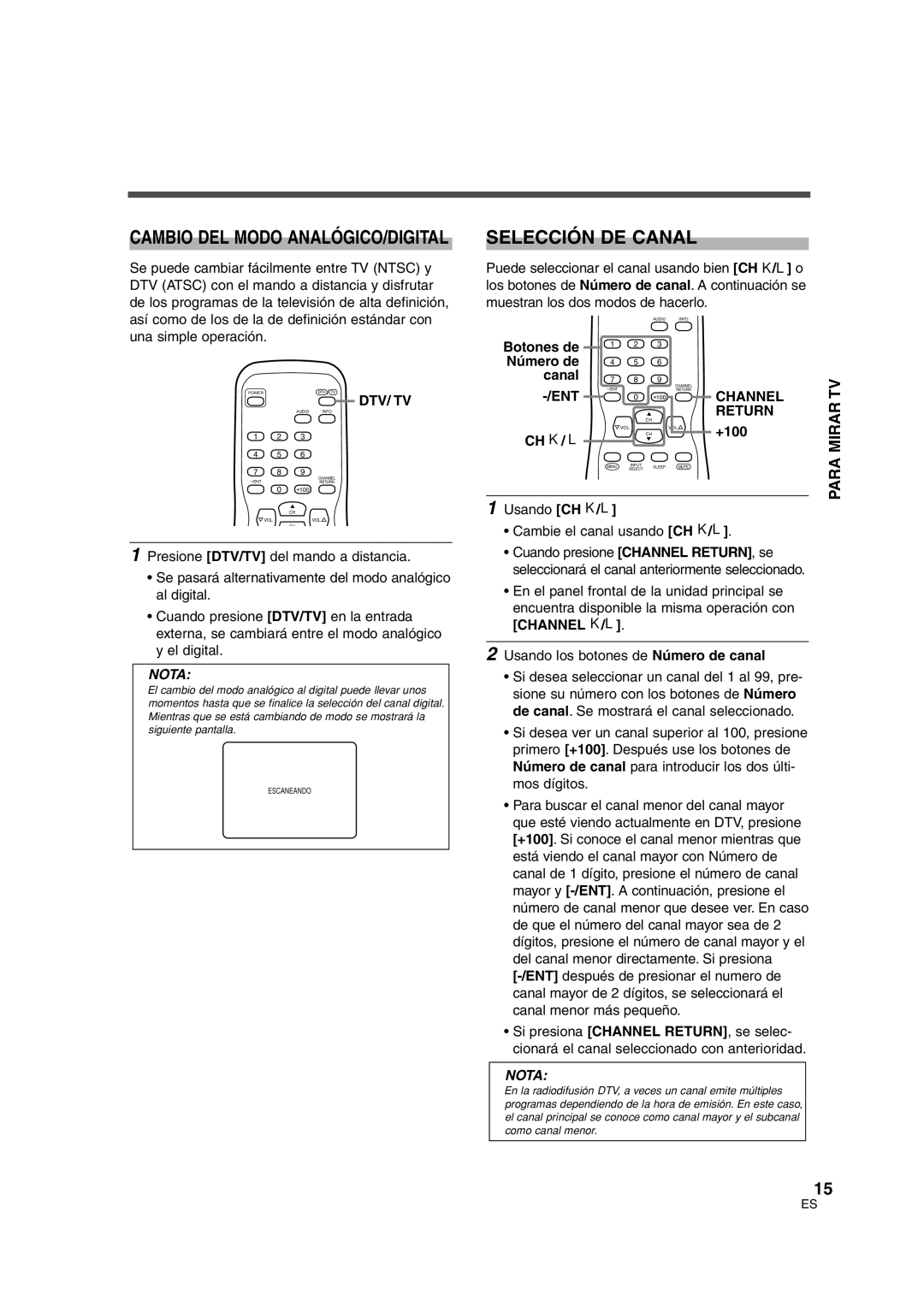 Sylvania SSGF4276 owner manual Selección DE Canal, Botones de Número de Canal, +100 CH K / L 