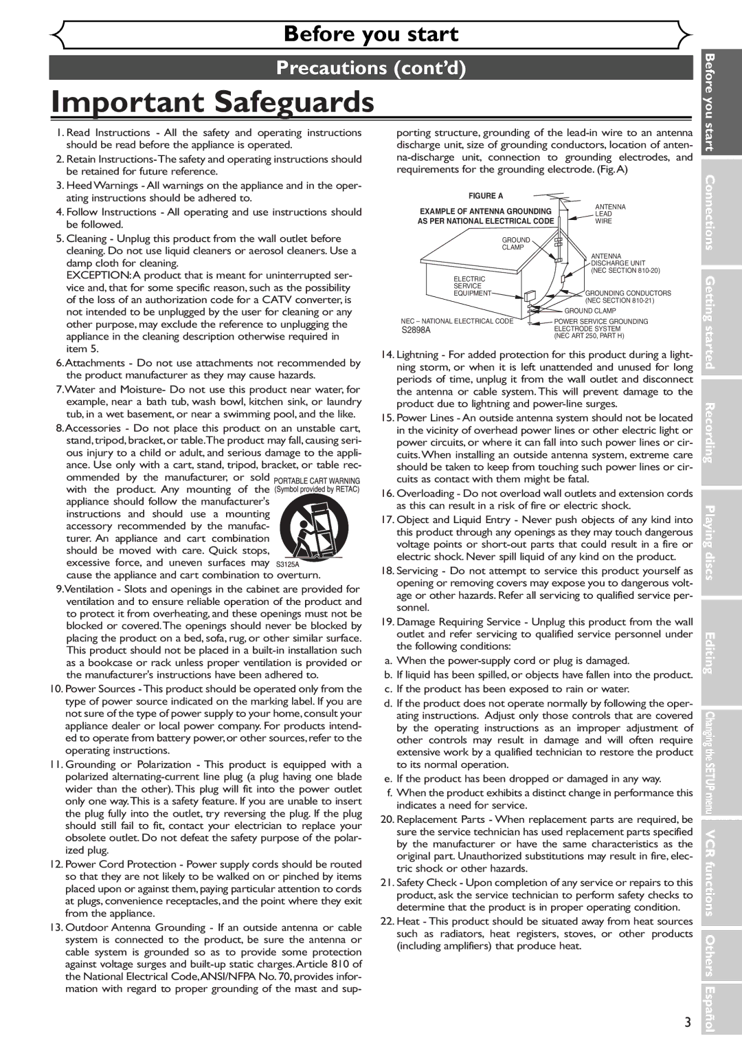 Sylvania SSR90V4 owner manual Precautions cont’d, Before you 