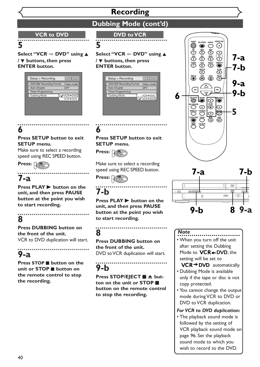 Sylvania SSR90V4 owner manual Press Setup button to exit Setup menu, VCR to DVD duplication will start 