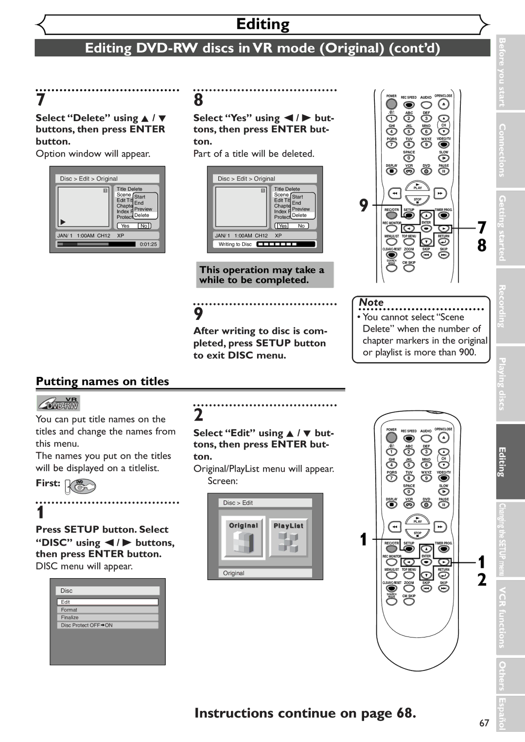 Sylvania SSR90V4 Select Delete using K / L Select Yes using / B but, Buttons, then press Enter Tons, then press Enter but 