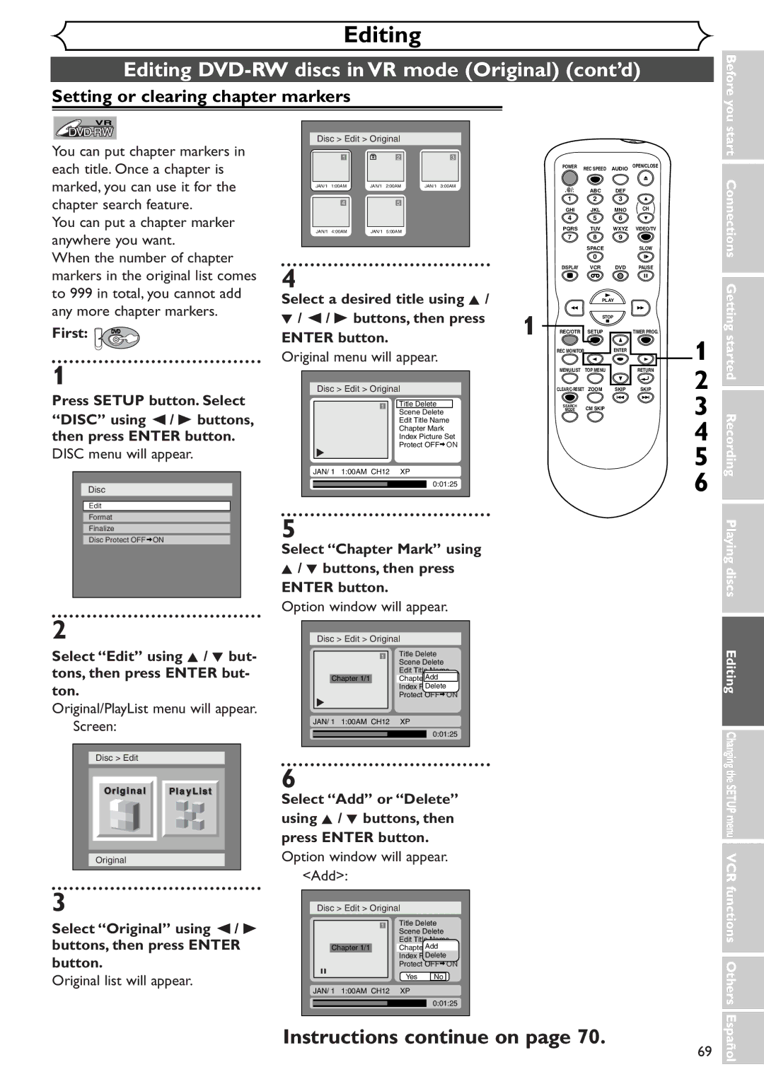 Sylvania SSR90V4 Any more chapter markers, First DVD Select a desired title using K, Option window will appear. Add 