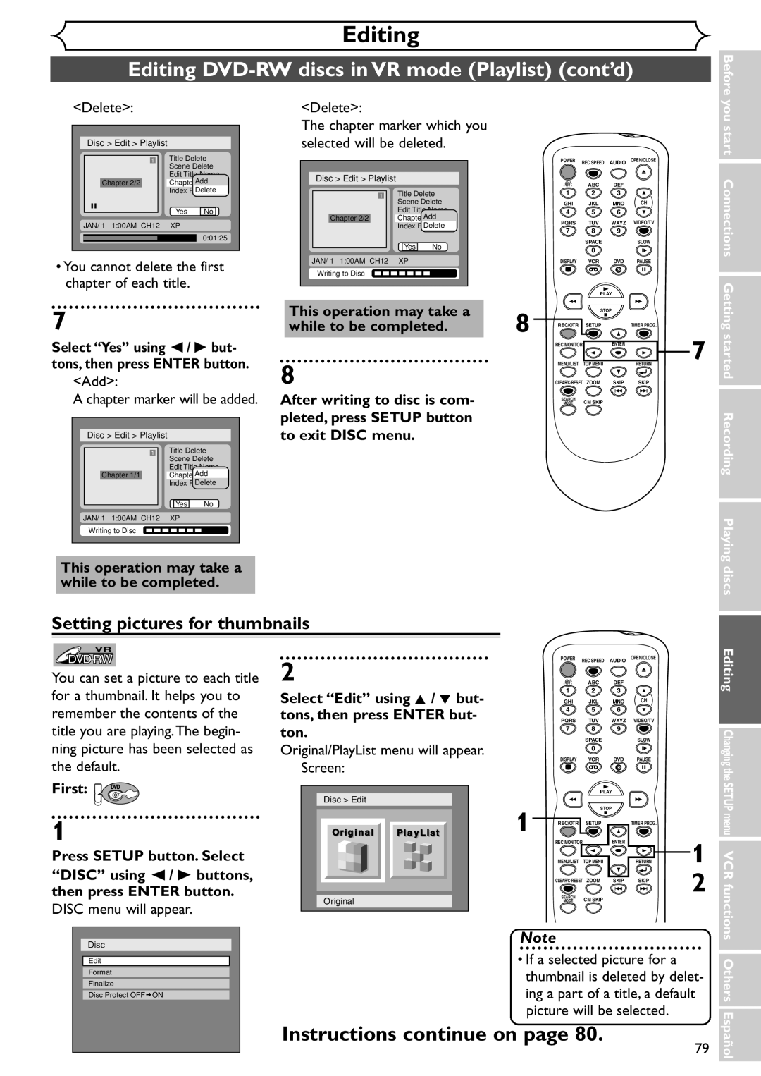 Sylvania SSR90V4 While to be completed, Pleted, press Setup button to exit Disc menu, Ing a part of a title, a default 