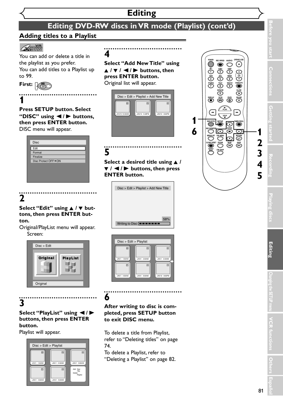 Sylvania SSR90V4 owner manual Adding titles to a Playlist, You can add or delete a title, B buttons, then 