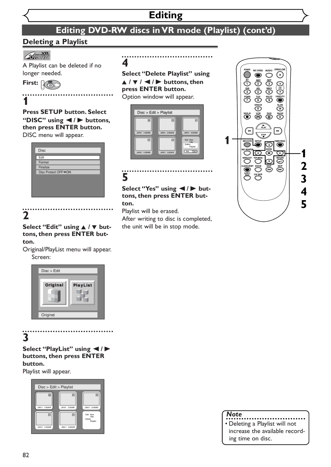 Sylvania SSR90V4 owner manual Deleting a Playlist, Playlist can be deleted if no longer needed, Playlist will be erased 