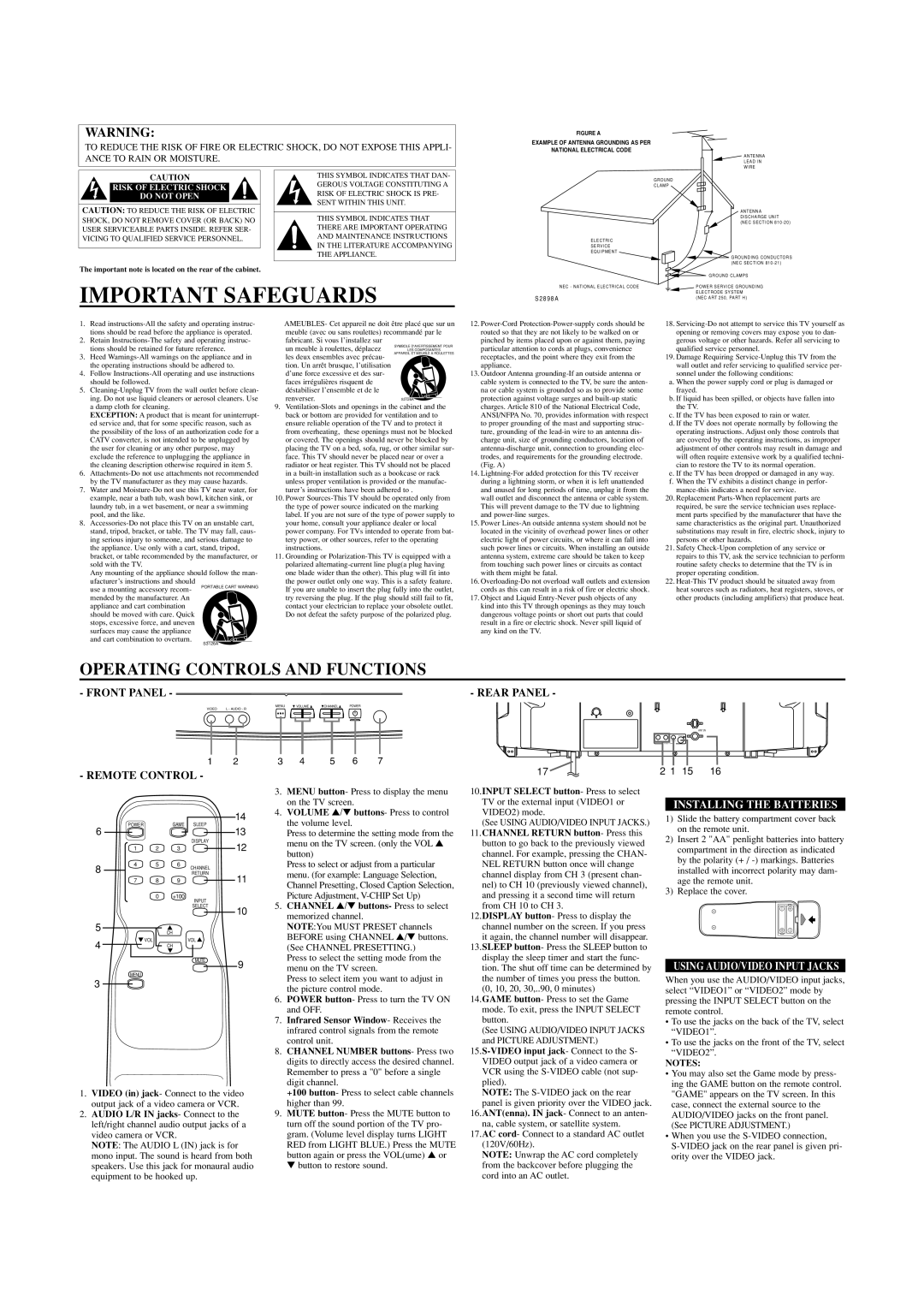 Sylvania SST4323 owner manual Installing the Batteries, Volume / buttons- Press to control the volume level 