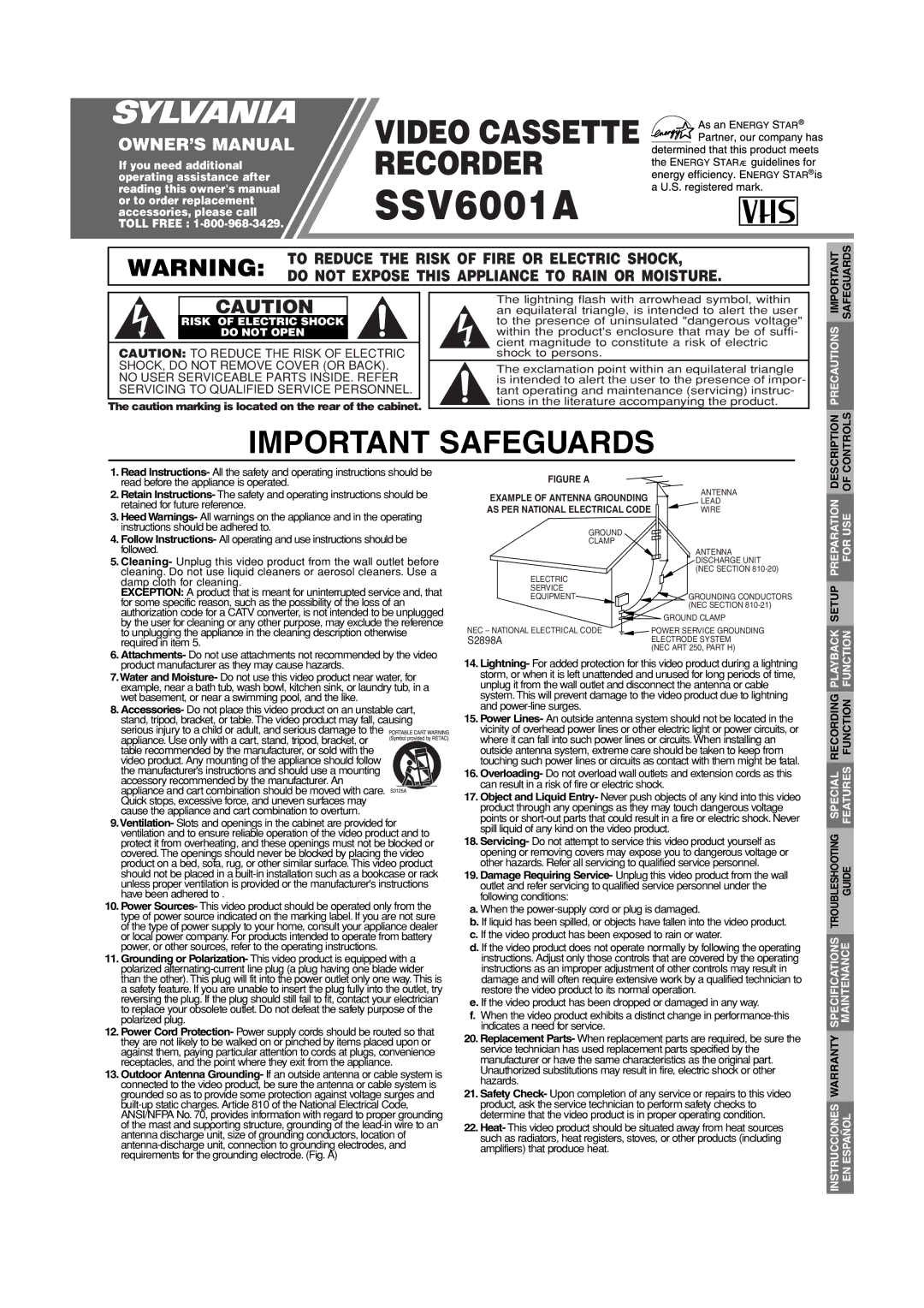 Sylvania SSV6001A owner manual Risk of Electric Shock Do not Open, Precautions, Specifications Maintenance Warranty 