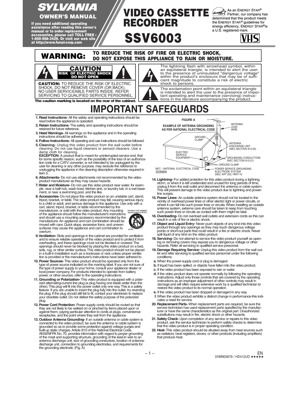 Sylvania SSV6003 owner manual 