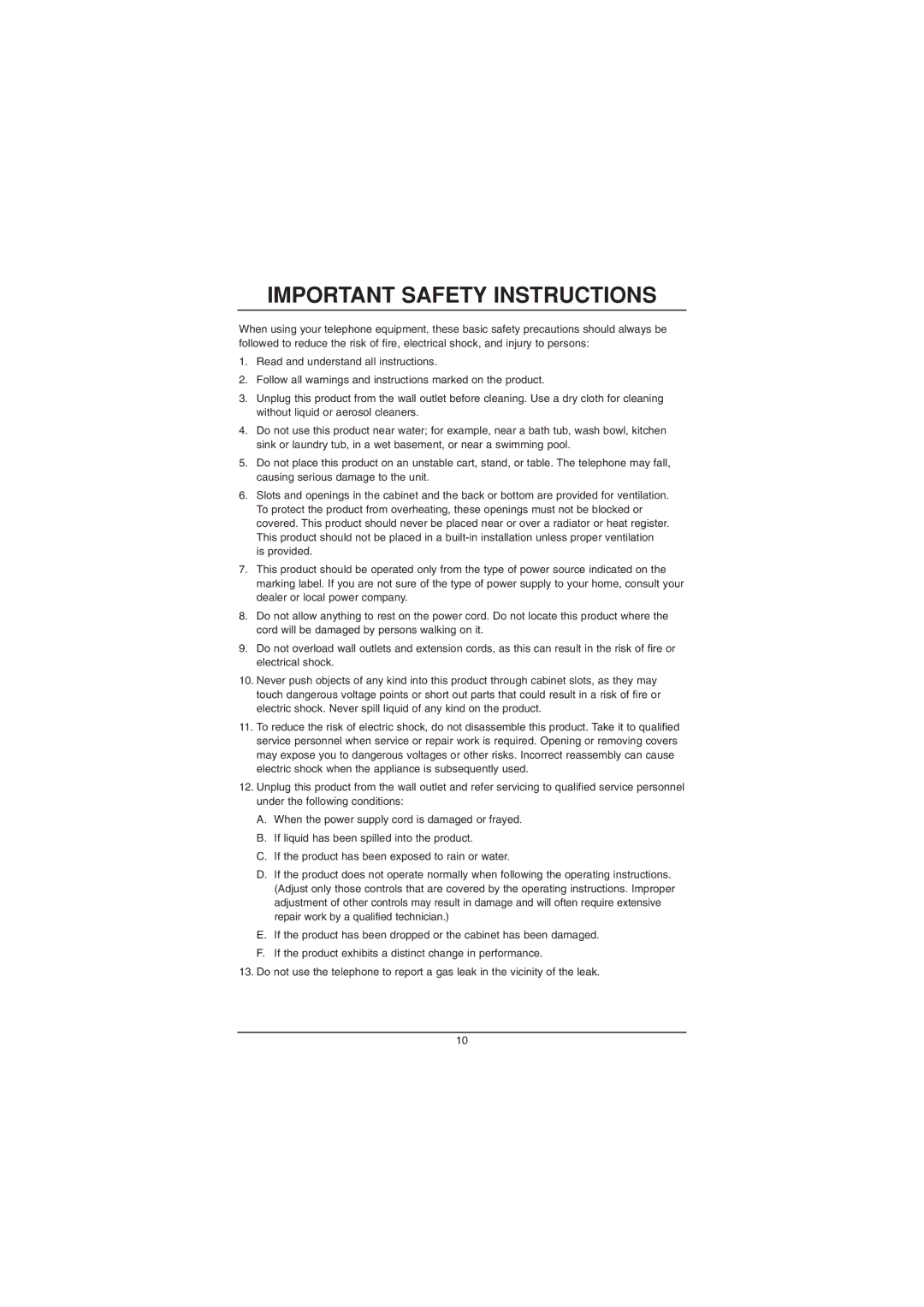 Sylvania ST88244 manual Important Safety Instructions 