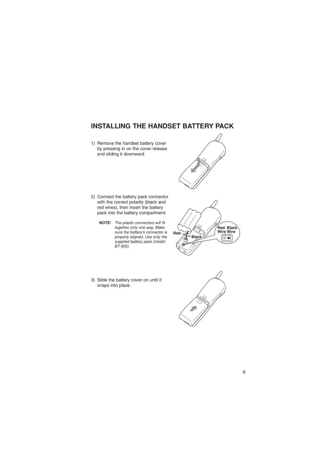 Sylvania ST88245 manual Installing the Handset Battery Pack 