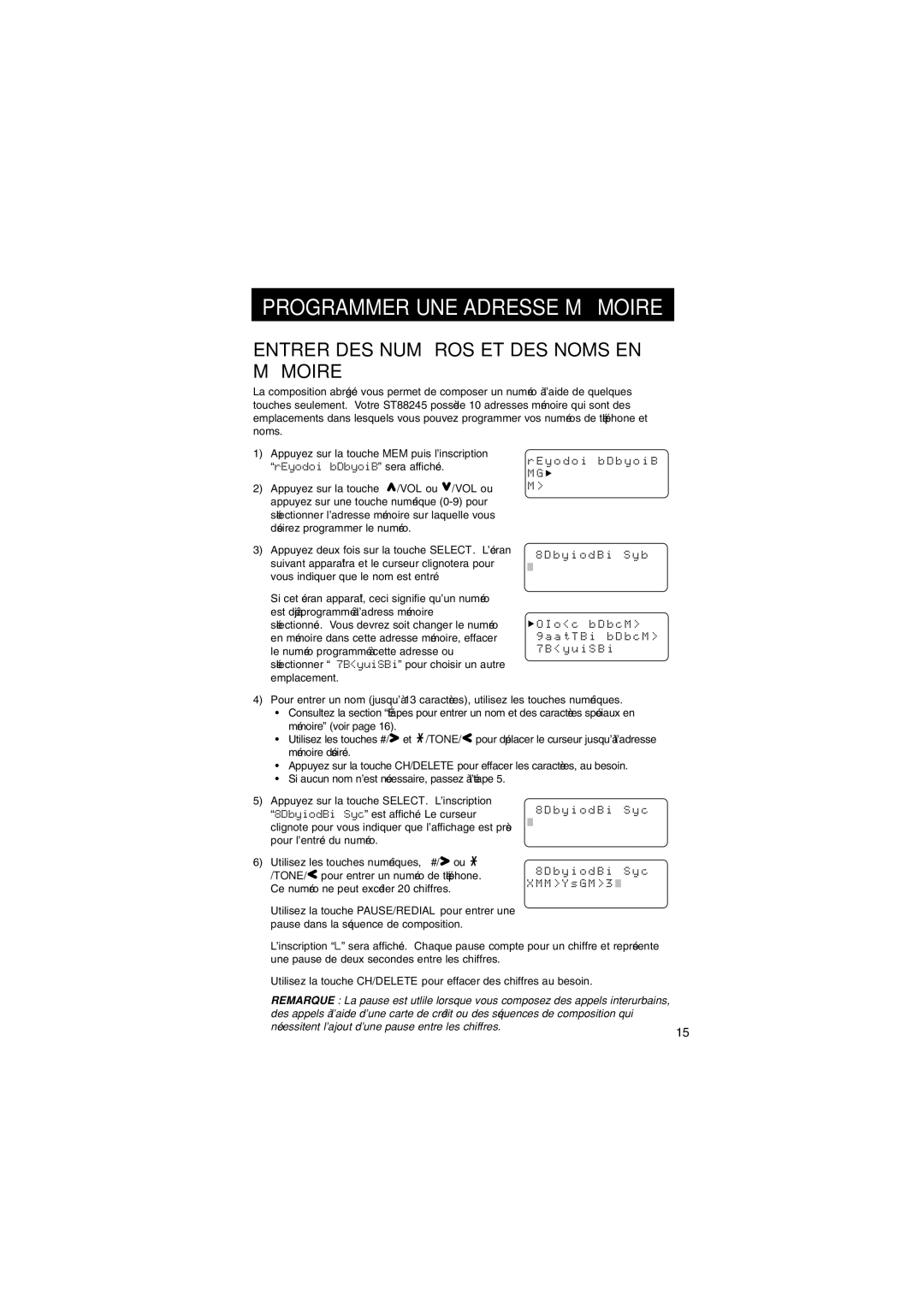 Sylvania ST88245 manual Programmer UNE Adresse Mémoire, Entrer DES Numéros ET DES Noms EN Mémoire, M o r i s e r n o 