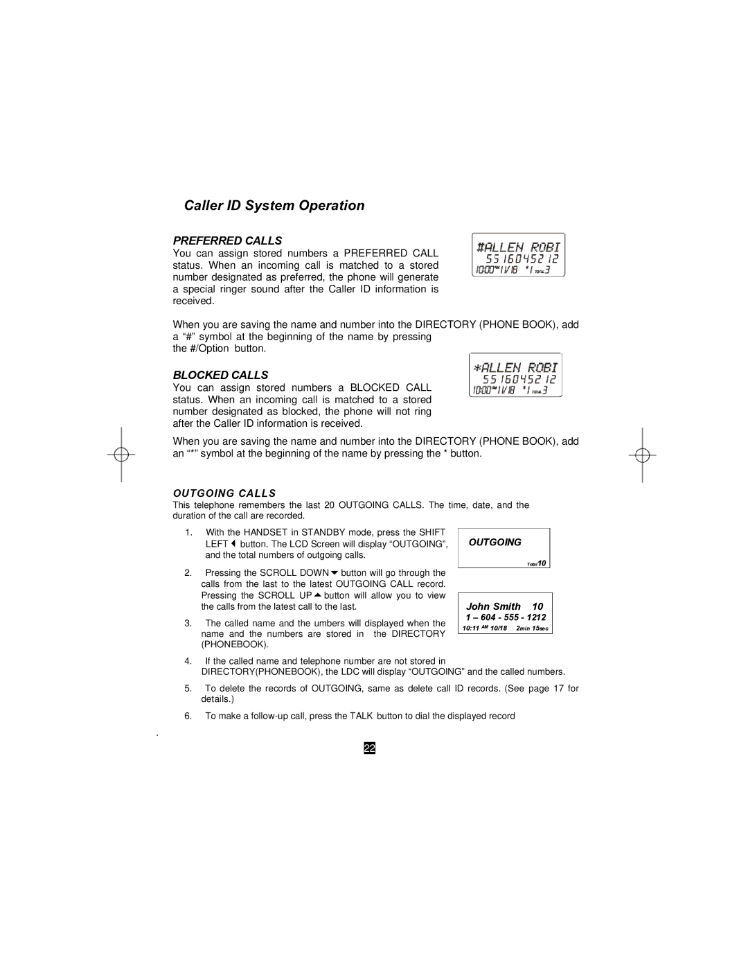 Sylvania STC590 owner manual Outgoing Calls 