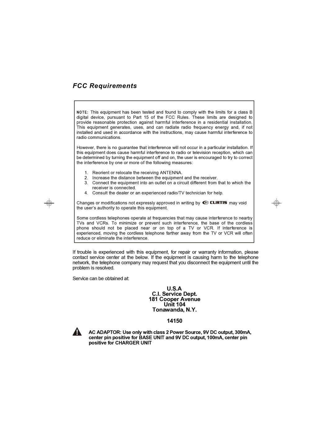 Sylvania STC590 owner manual FCC Requirements 