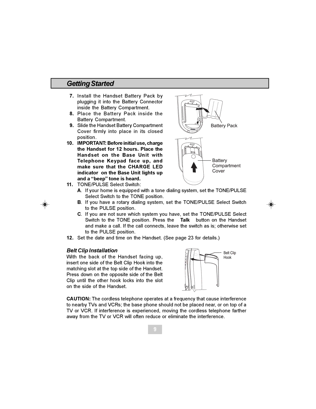 Sylvania STC984 owner manual Belt Clip Installation 