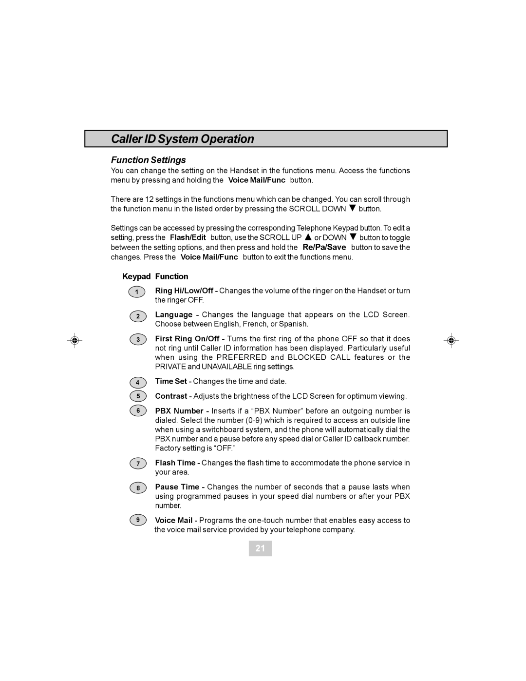 Sylvania STC984 owner manual Function Settings, Keypad Function 