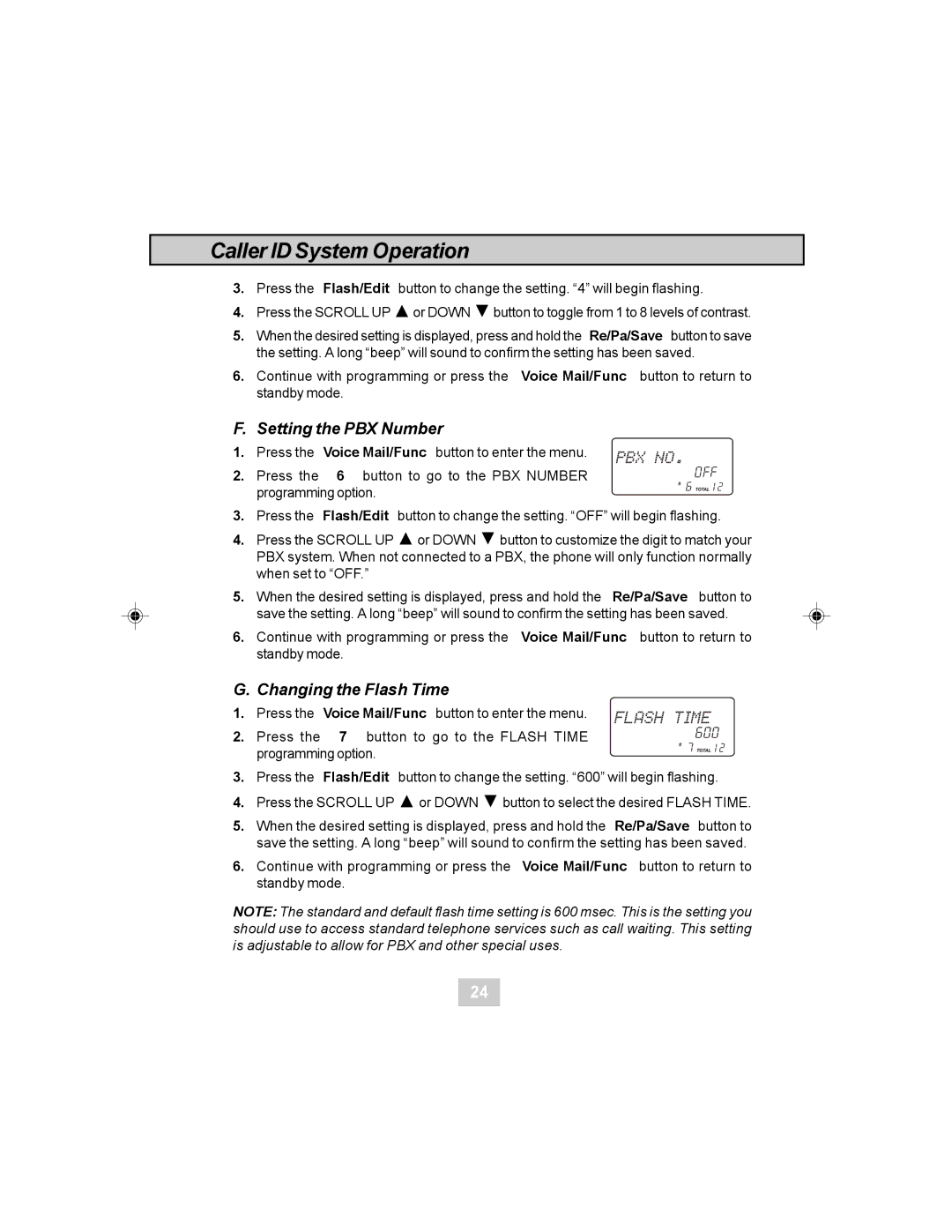 Sylvania STC984 owner manual Setting the PBX Number, Changing the Flash Time 