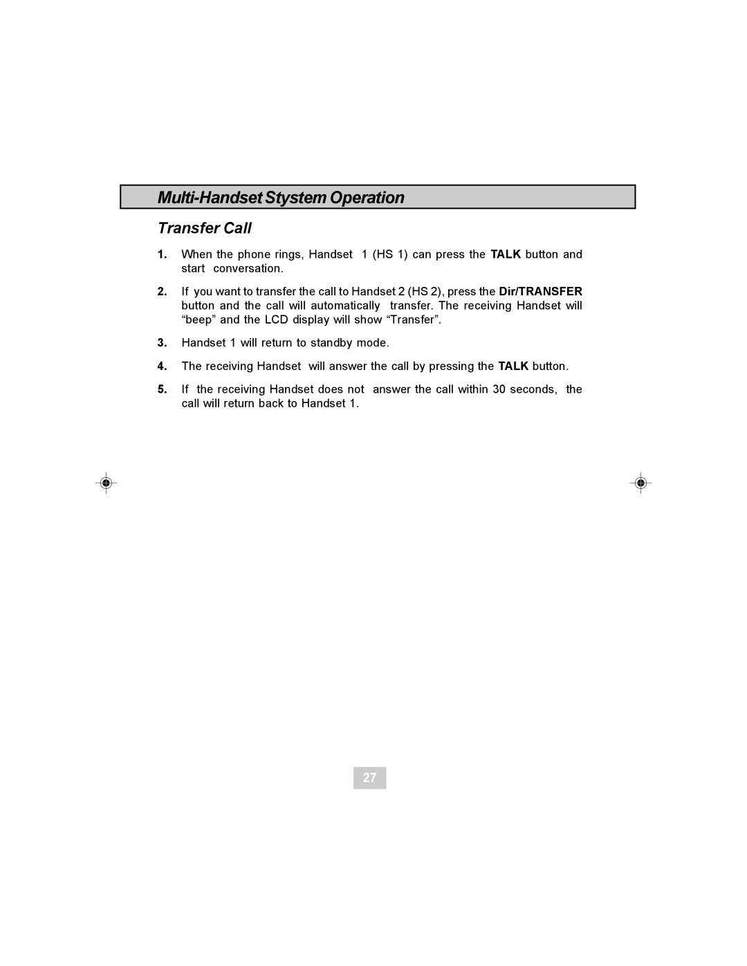 Sylvania STC984 owner manual Multi-Handset Stystem Operation, Transfer Call 