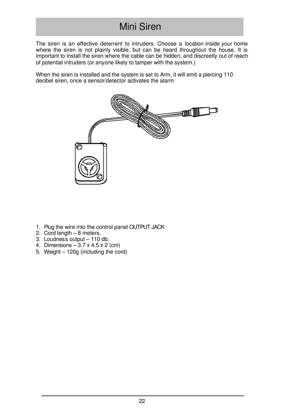 Sylvania SY4100 owner manual Mini Siren 