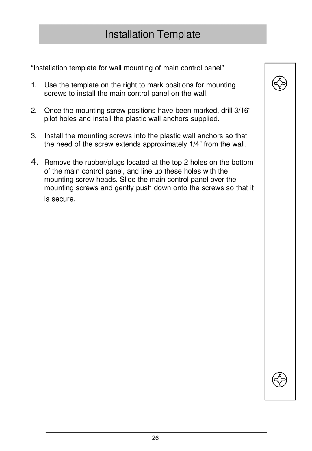 Sylvania SY4100 owner manual Installation Template 