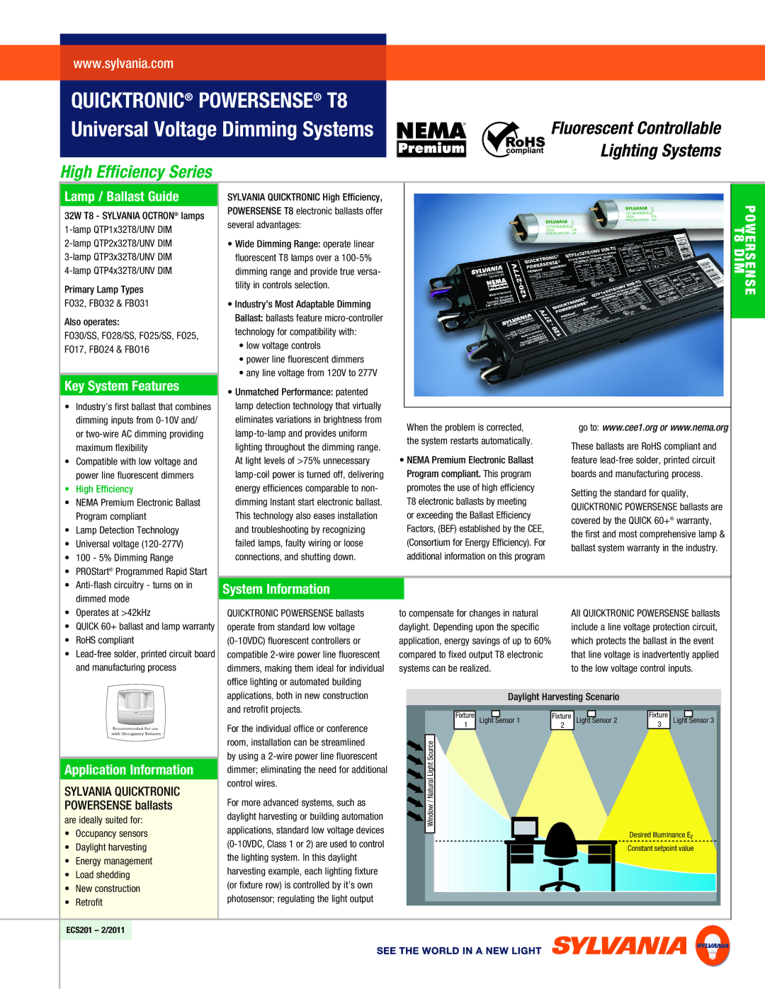 Sylvania T8 warranty Lamp / Ballast Guide, Key System Features, Application Information, System Information 