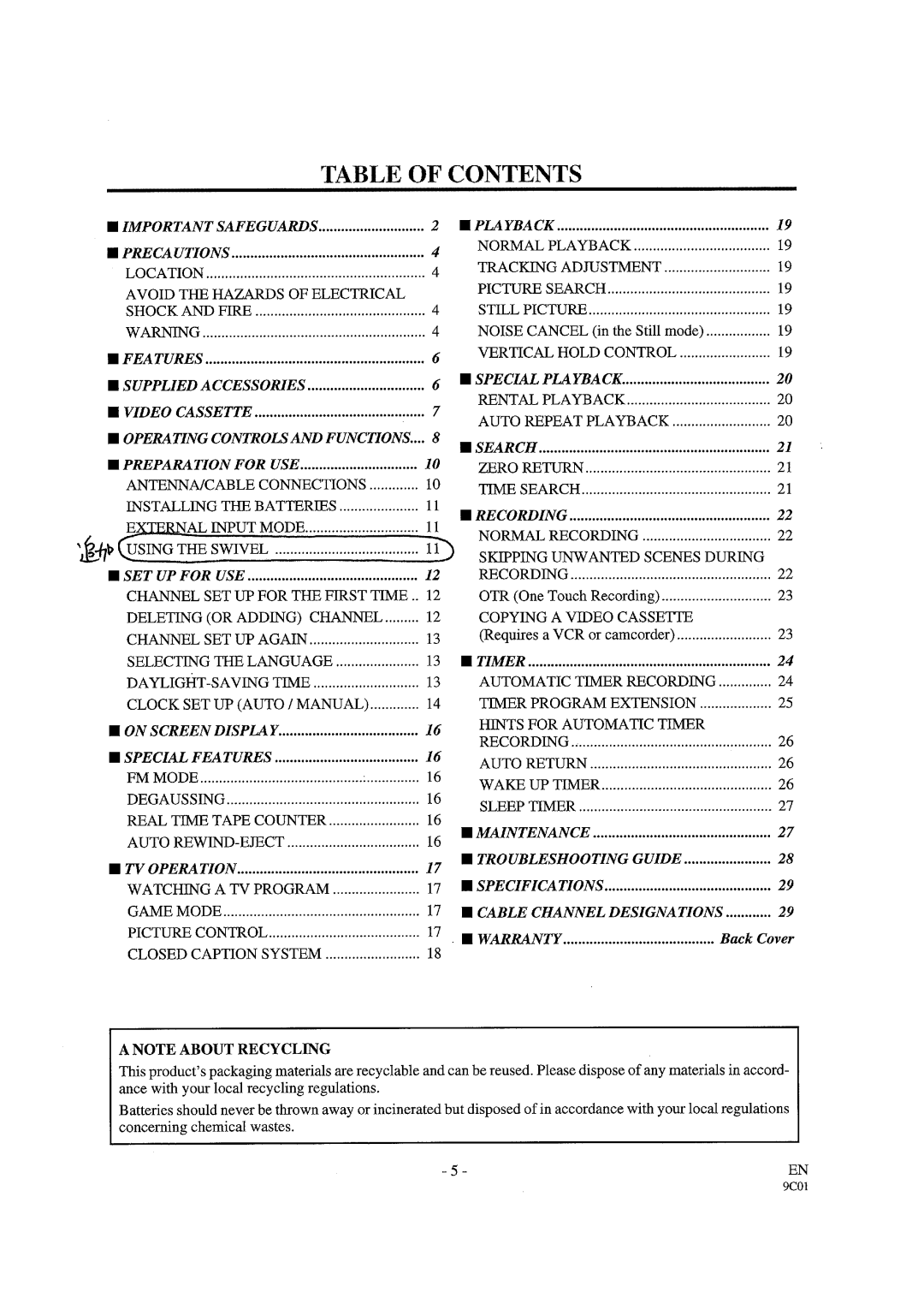 Sylvania W3913LC manual 