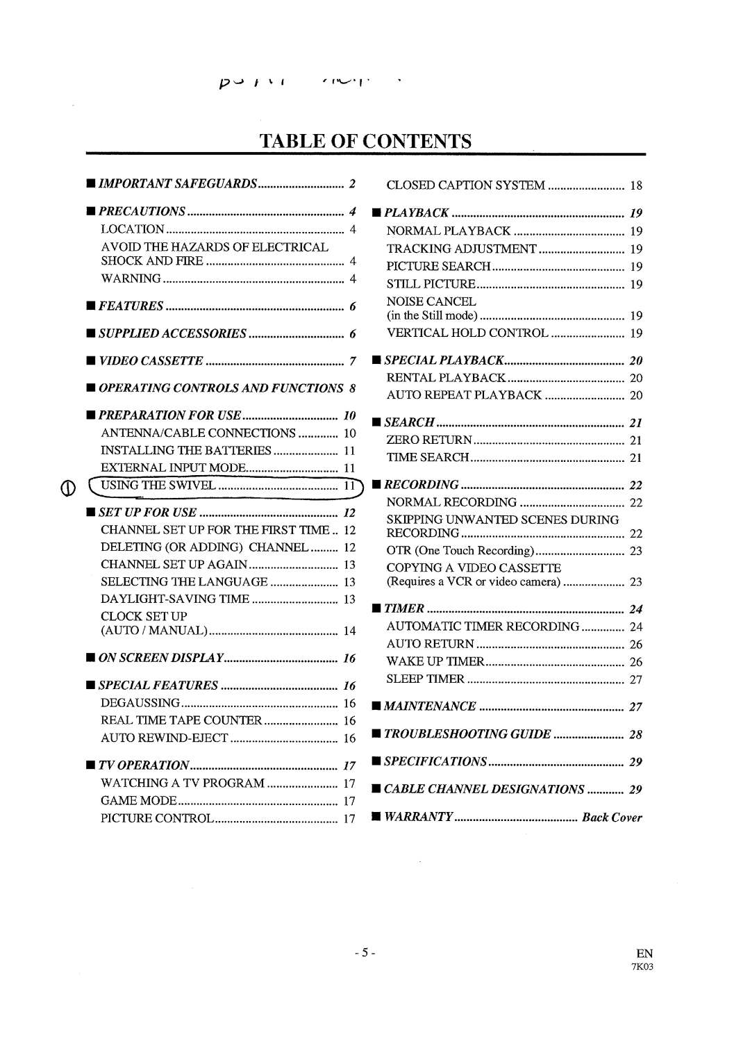 Sylvania W3913LC manual 