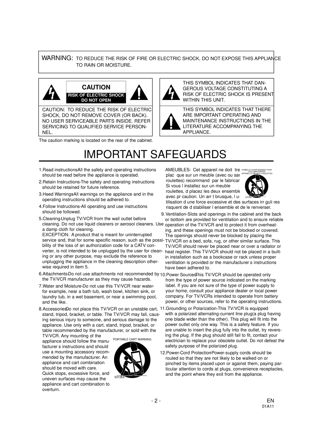 Sylvania W6313CB owner manual Important Safeguards 