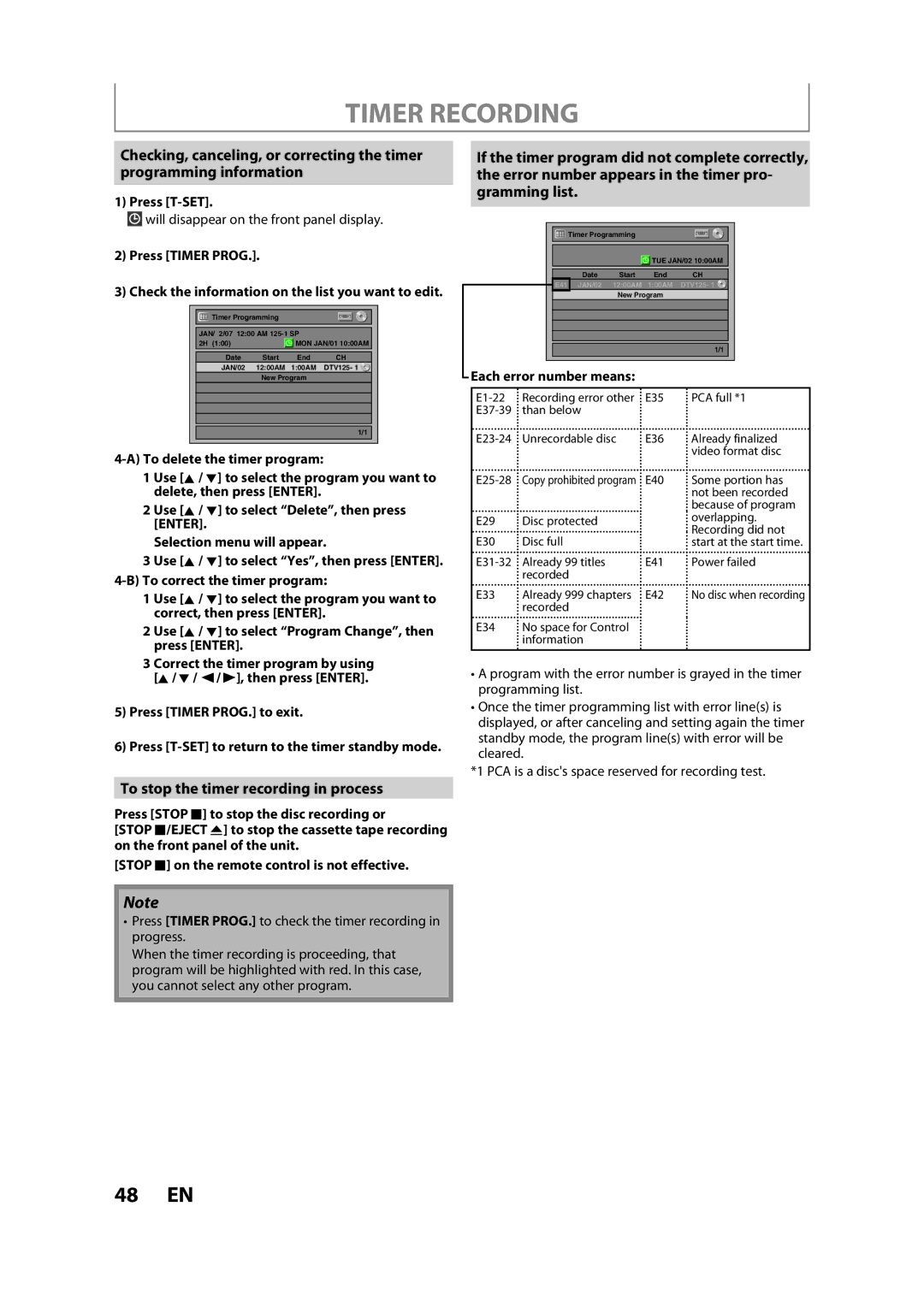 Sylvania ZV450SL8 To stop the timer recording in process, Press T-SET, Will disappear on the front panel display 