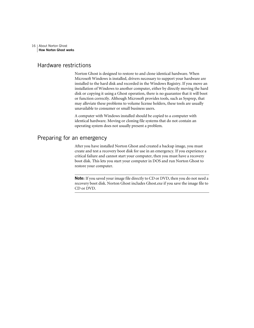 Symantec 10024709 manual Hardware restrictions, Preparing for an emergency 