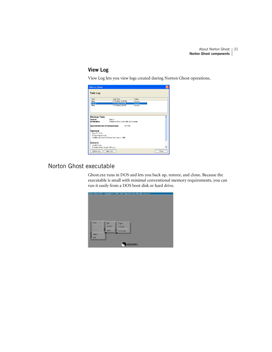 Symantec 10024709 manual Norton Ghost executable 