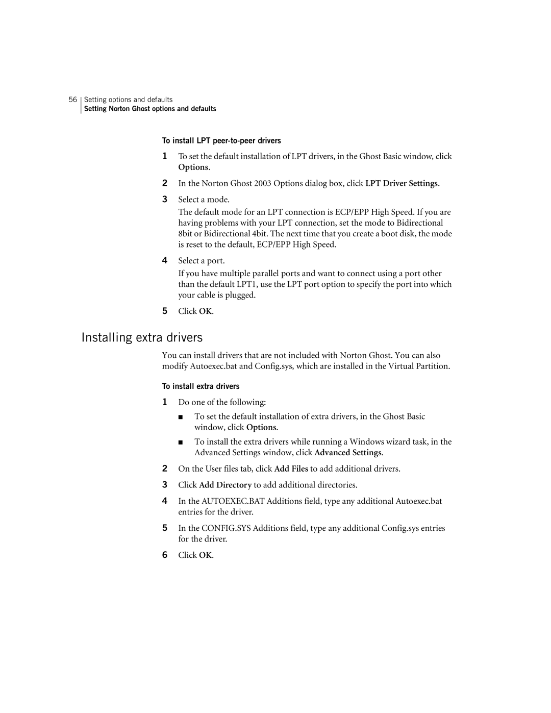 Symantec 10024709 manual Installing extra drivers, To install LPT peer-to-peer drivers, To install extra drivers 