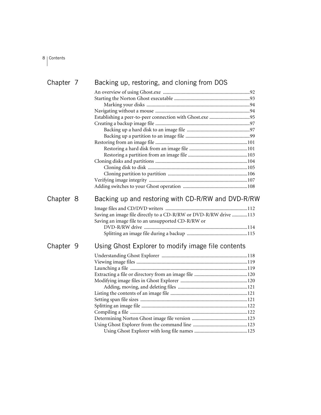 Symantec 10024709 manual Chapter Backing up, restoring, and cloning from DOS 