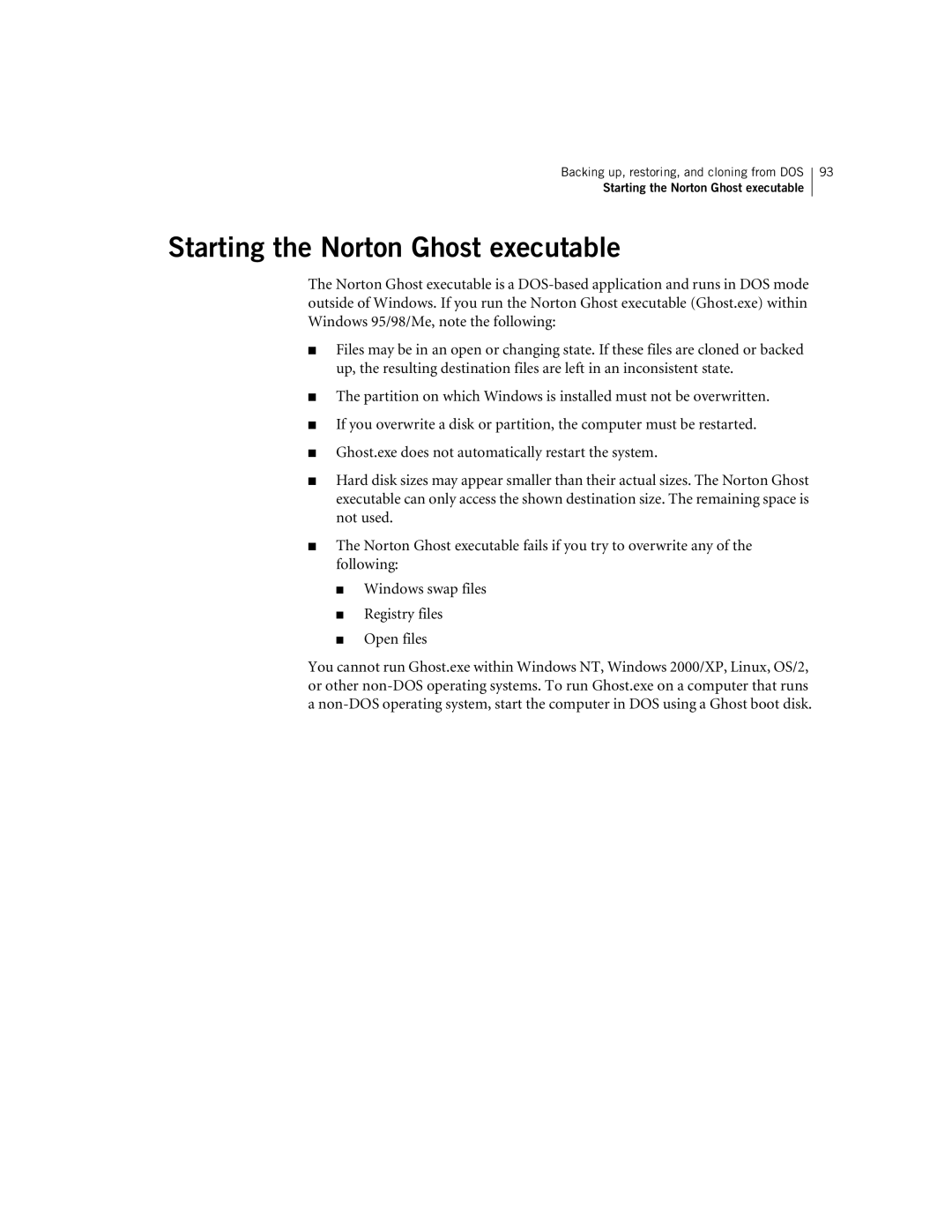 Symantec 10024709 manual Starting the Norton Ghost executable 