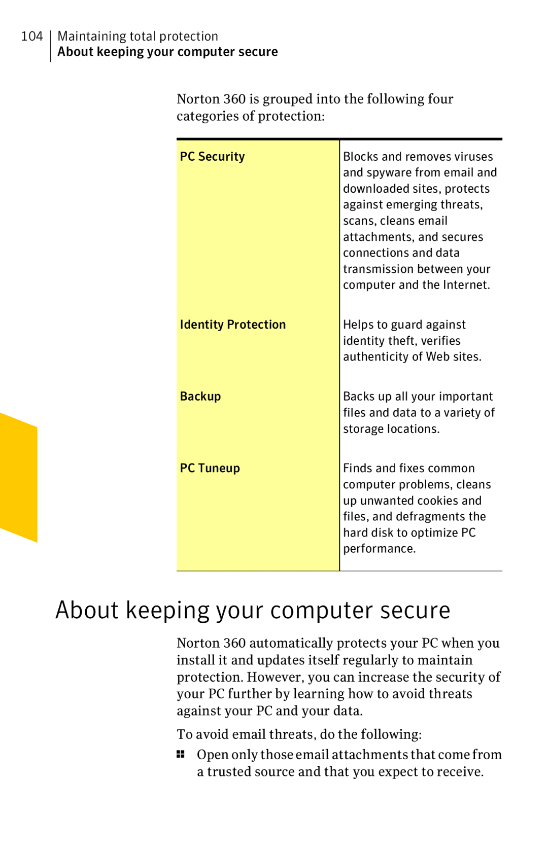 Symantec 11022527 manual About keeping your computer secure 