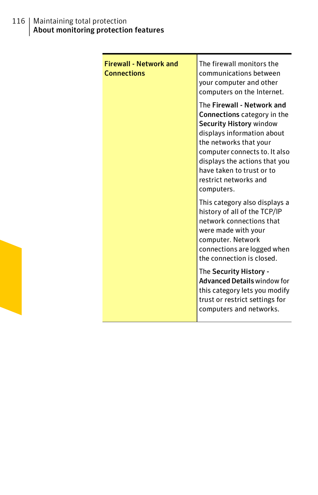 Symantec 11022527 Networks that your, Have taken to trust or to, Restrict networks, Computers, Network connections that 