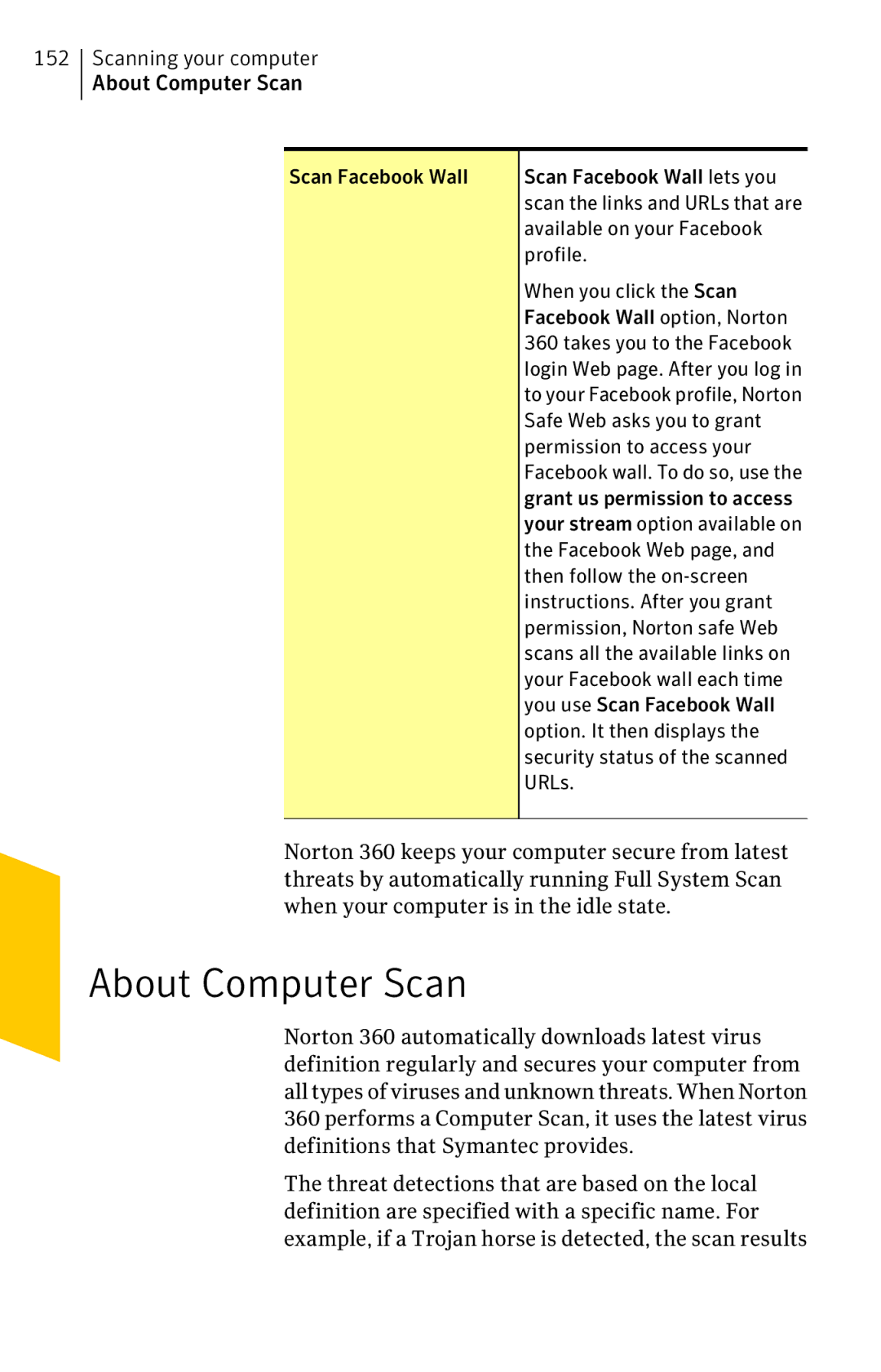 Symantec 11022527 manual Scanning your computer About Computer Scan 