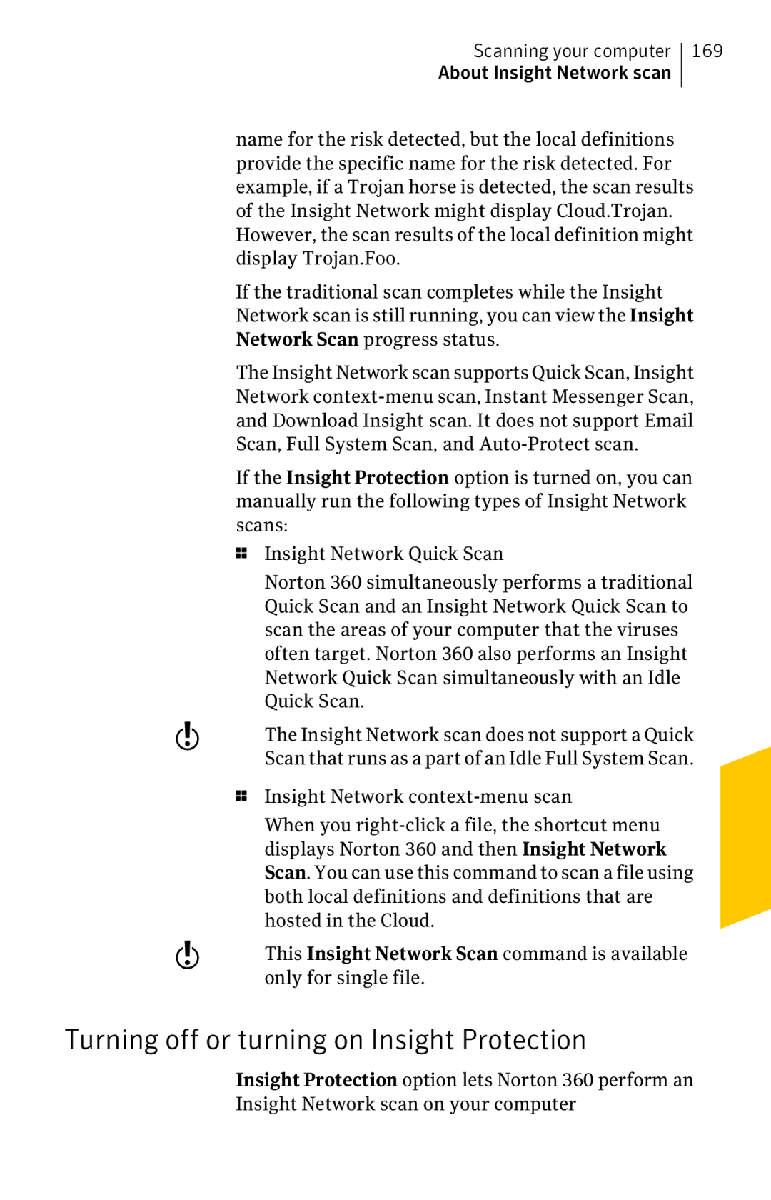 Symantec 11022527 manual Turning off or turning on Insight Protection 