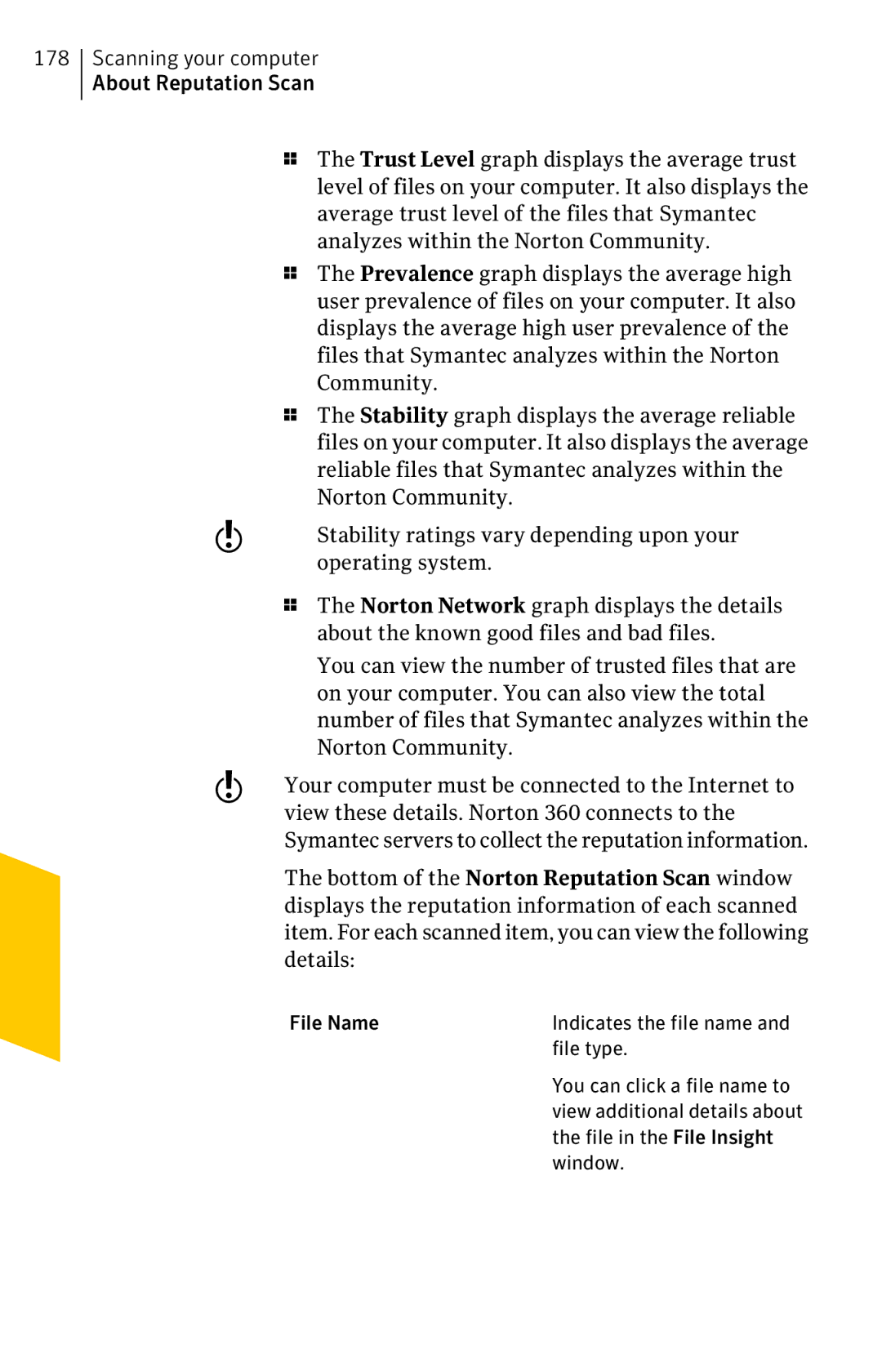 Symantec 11022527 manual File Name, File type, File in the File Insight, Window 