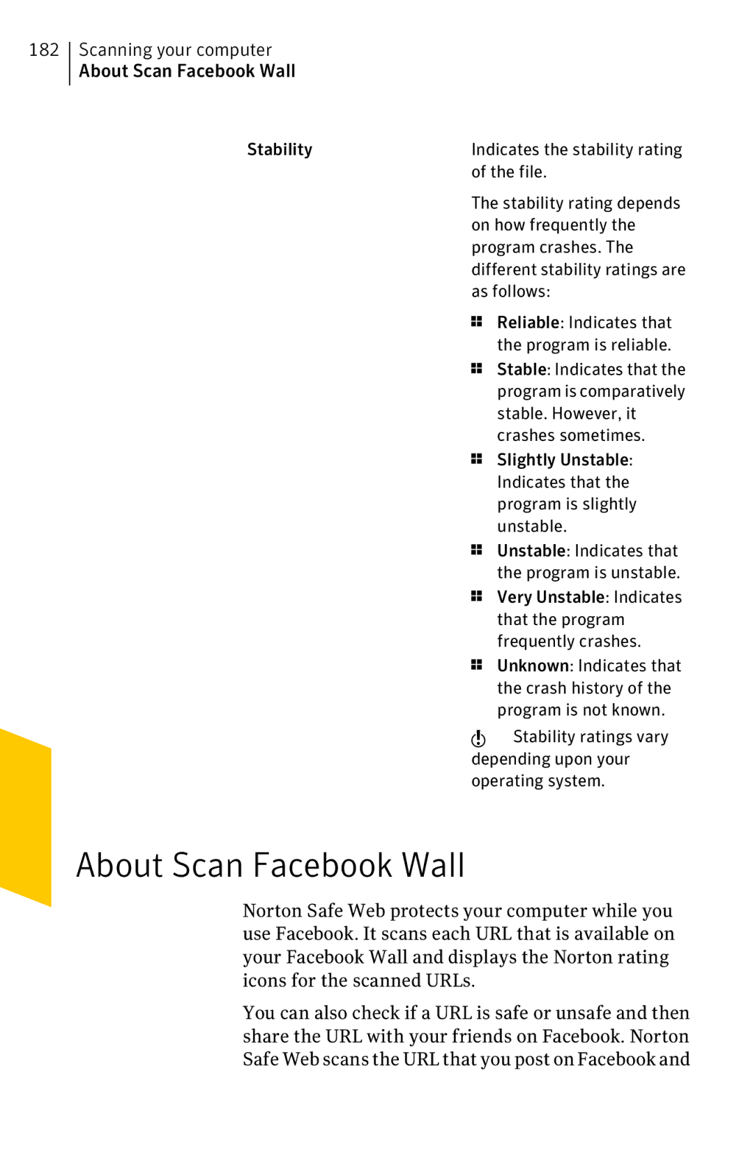 Symantec 11022527 manual Scanning your computer About Scan Facebook Wall 