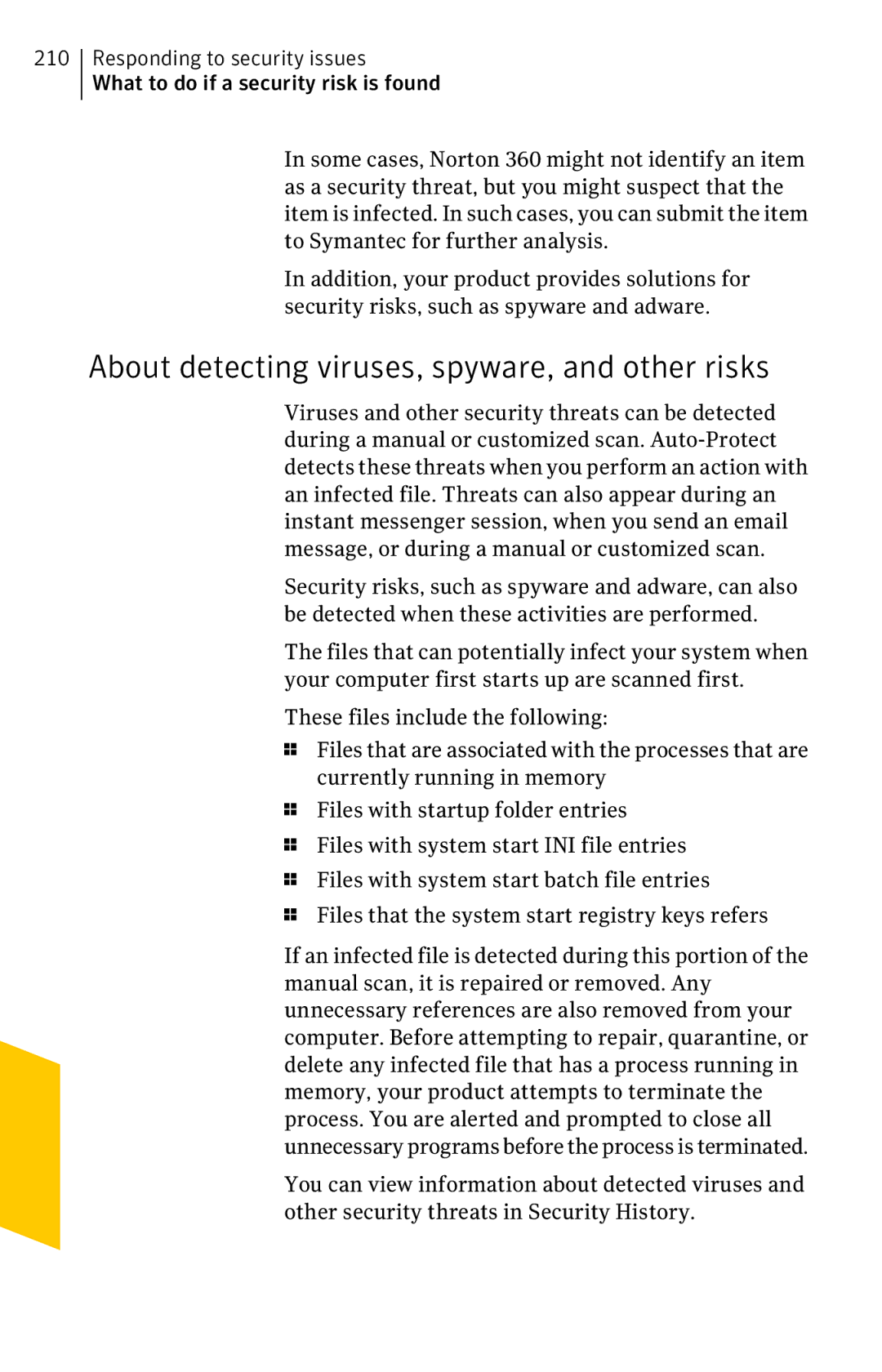 Symantec 11022527 manual About detecting viruses, spyware, and other risks 