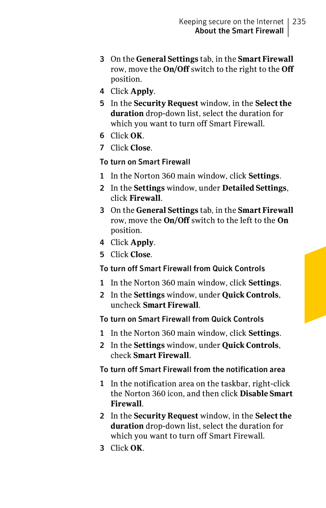 Symantec 11022527 manual 235, About the Smart Firewall 