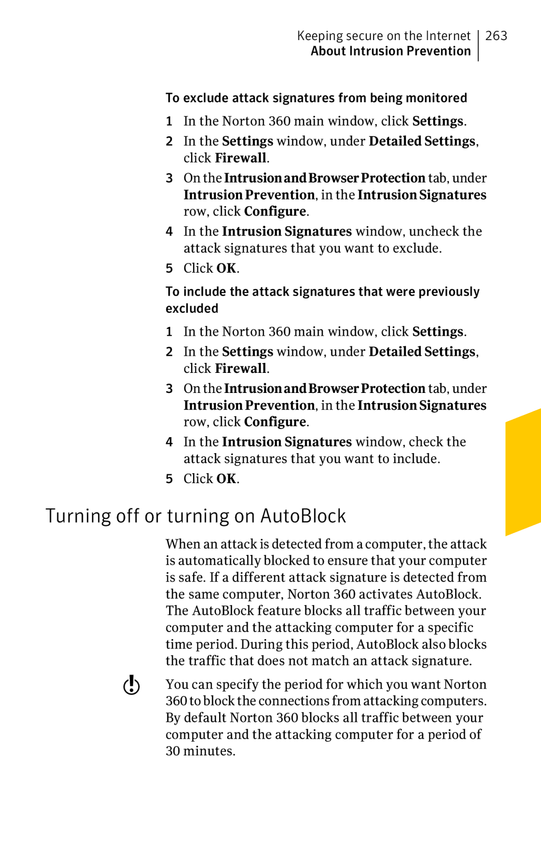 Symantec 11022527 manual Turning off or turning on AutoBlock 