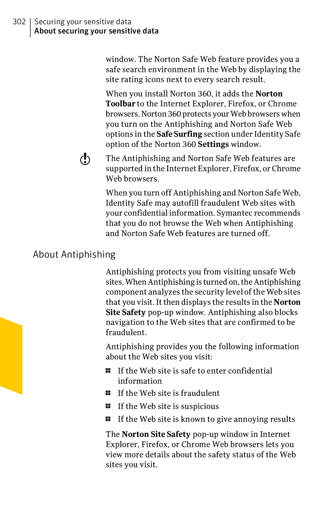 Symantec 11022527 manual About Antiphishing 