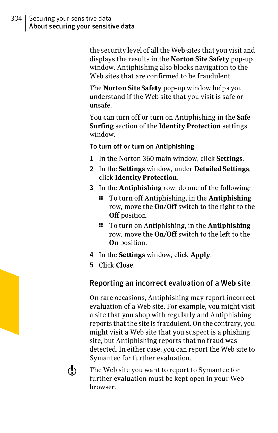 Symantec 11022527 manual Reporting an incorrect evaluation of a Web site 