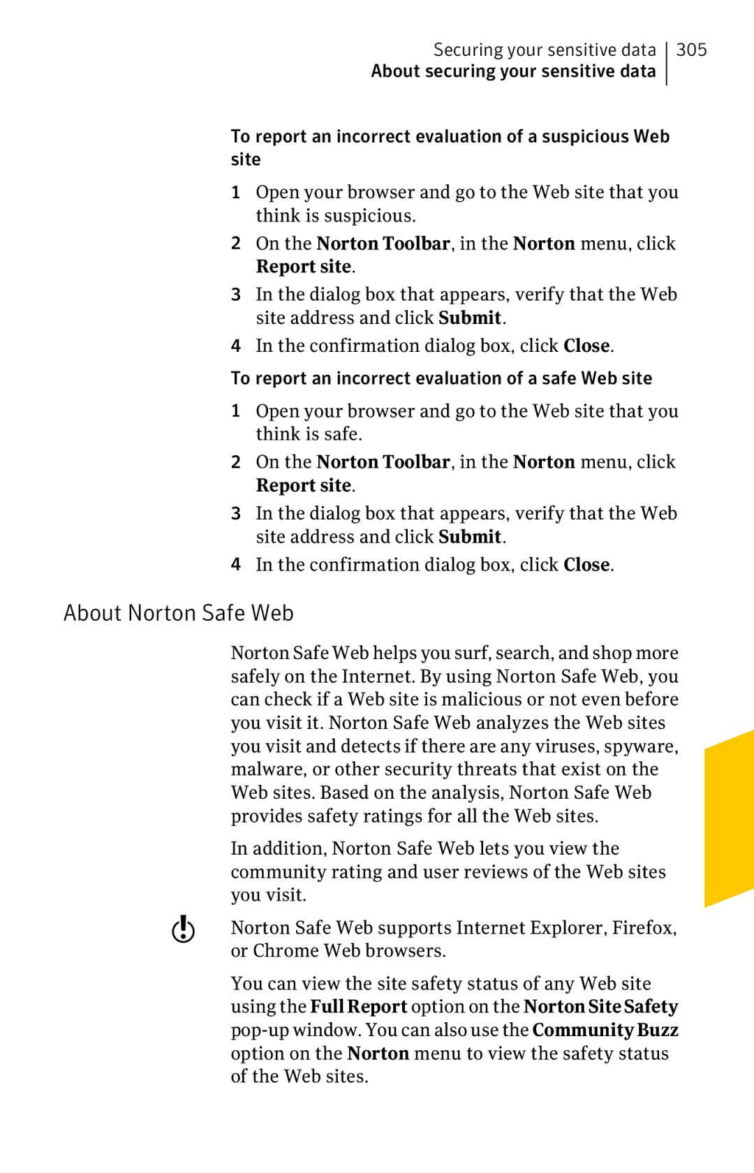 Symantec 11022527 manual About Norton Safe Web 