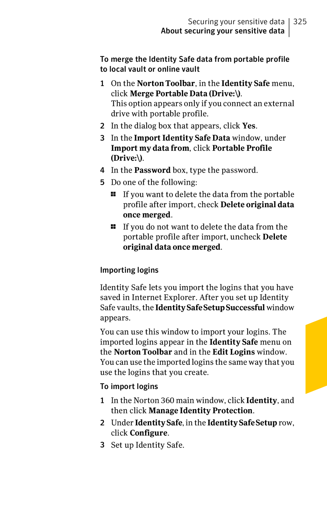 Symantec 11022527 manual Set up Identity Safe 