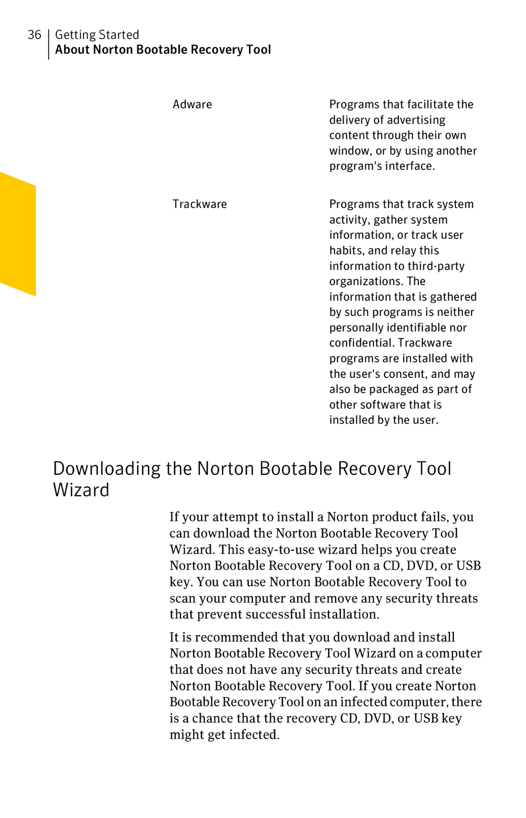 Symantec 11022527 manual Downloading the Norton Bootable Recovery Tool Wizard 