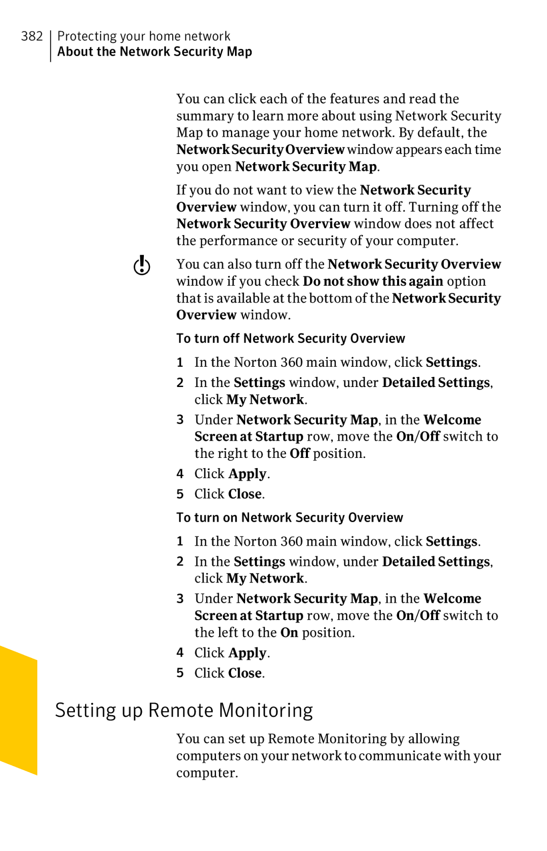 Symantec 11022527 manual Setting up Remote Monitoring, You open Network Security Map, Overview window 